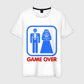 Мужская футболка хлопок с принтом Game over в Екатеринбурге, 100% хлопок | прямой крой, круглый вырез горловины, длина до линии бедер, слегка спущенное плечо. | game over | жених | игра закончена | невеста