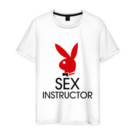 Мужская футболка хлопок с принтом Sex Instructor в Екатеринбурге, 100% хлопок | прямой крой, круглый вырез горловины, длина до линии бедер, слегка спущенное плечо. | Тематика изображения на принте: инструктор