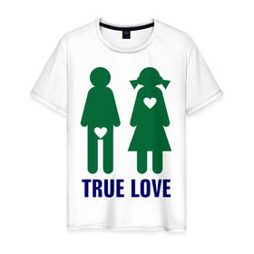 Мужская футболка хлопок с принтом True love в Екатеринбурге, 100% хлопок | прямой крой, круглый вырез горловины, длина до линии бедер, слегка спущенное плечо. | Тематика изображения на принте: 