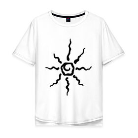 Мужская футболка хлопок Oversize с принтом Палящее солнце в Екатеринбурге, 100% хлопок | свободный крой, круглый ворот, “спинка” длиннее передней части | tribal | орнамент | солнце | трайбл | узор