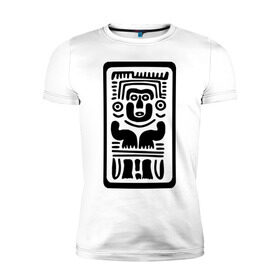 Мужская футболка премиум с принтом Индеец в Екатеринбурге, 92% хлопок, 8% лайкра | приталенный силуэт, круглый вырез ворота, длина до линии бедра, короткий рукав | ethno | tribal | индеец | орнамент | трайбл | узор | этно | этнография