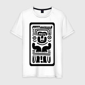 Мужская футболка хлопок с принтом Индеец в Екатеринбурге, 100% хлопок | прямой крой, круглый вырез горловины, длина до линии бедер, слегка спущенное плечо. | ethno | tribal | индеец | орнамент | трайбл | узор | этно | этнография