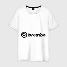 Мужская футболка хлопок с принтом Brembo в Екатеринбурге, 100% хлопок | прямой крой, круглый вырез горловины, длина до линии бедер, слегка спущенное плечо. | brembo | брембо | колодки | тормоза | тормозные колодки | тюнинг