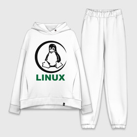 Женский костюм хлопок Oversize с принтом Linux в Екатеринбурге,  |  | пингвин