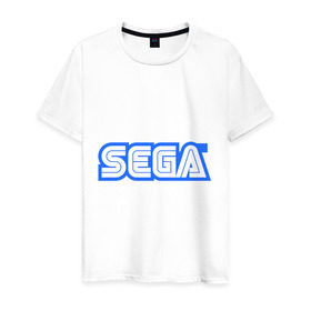 Мужская футболка хлопок с принтом SEGA в Екатеринбурге, 100% хлопок | прямой крой, круглый вырез горловины, длина до линии бедер, слегка спущенное плечо. | 8 bit | 8 бит | sega | видеоигры | приставки | сега