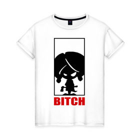 Женская футболка хлопок с принтом Bitch-logo в Екатеринбурге, 100% хлопок | прямой крой, круглый вырез горловины, длина до линии бедер, слегка спущенное плечо | девочка | девушка | злая | стерва | топор
