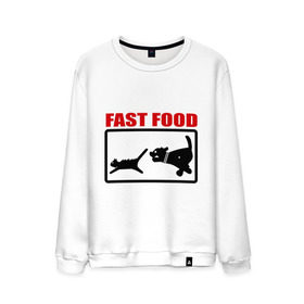 Мужской свитшот хлопок с принтом Fast food в Екатеринбурге, 100% хлопок |  | fast food | fastfood | быстра еда | коты | кошка | песики | собака