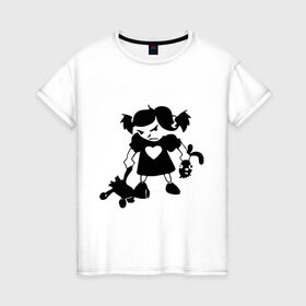 Женская футболка хлопок с принтом Злая девочка в Екатеринбурге, 100% хлопок | прямой крой, круглый вырез горловины, длина до линии бедер, слегка спущенное плечо | голову | зайчик | зайчишка | заяц | злоба | злобная | злость | игрушки | оторвала