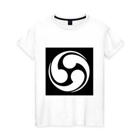 Женская футболка хлопок с принтом Знак Дао в Екатеринбурге, 100% хлопок | прямой крой, круглый вырез горловины, длина до линии бедер, слегка спущенное плечо | tribal | даоссы | китайская философия | трайбл | узор