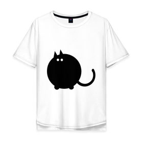 Мужская футболка хлопок Oversize с принтом Котег в Екатеринбурге, 100% хлопок | свободный крой, круглый ворот, “спинка” длиннее передней части | большой кот | кот | котег | коты | кошки