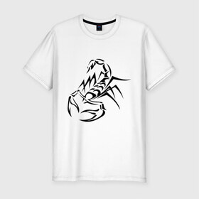Мужская футболка премиум с принтом Скорпион в Екатеринбурге, 92% хлопок, 8% лайкра | приталенный силуэт, круглый вырез ворота, длина до линии бедра, короткий рукав | скорпион