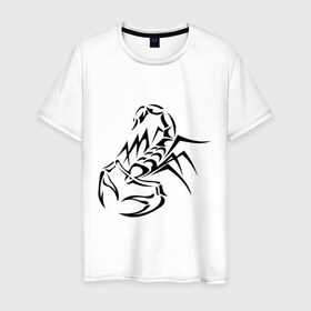 Мужская футболка хлопок с принтом Скорпион в Екатеринбурге, 100% хлопок | прямой крой, круглый вырез горловины, длина до линии бедер, слегка спущенное плечо. | скорпион