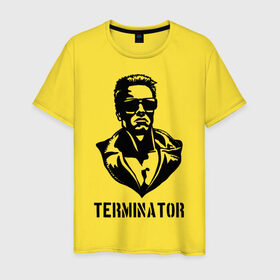 Мужская футболка хлопок с принтом Терминатор в Екатеринбурге, 100% хлопок | прямой крой, круглый вырез горловины, длина до линии бедер, слегка спущенное плечо. | Тематика изображения на принте: 