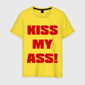 Мужская футболка хлопок с принтом Kiss My Ass в Екатеринбурге, 100% хлопок | прямой крой, круглый вырез горловины, длина до линии бедер, слегка спущенное плечо. | меня | поцелуй