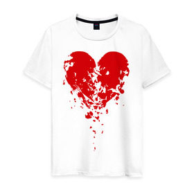 Мужская футболка хлопок с принтом Сердце рассыпалось в Екатеринбурге, 100% хлопок | прямой крой, круглый вырез горловины, длина до линии бедер, слегка спущенное плечо. | осколки | разбитое сердце | сердце