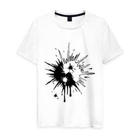 Мужская футболка хлопок с принтом Взрыв инь-янь в Екатеринбурге, 100% хлопок | прямой крой, круглый вырез горловины, длина до линии бедер, слегка спущенное плечо. | взрыв | знак | инь | инь ян | китайский | ян | янь
