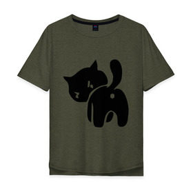 Мужская футболка хлопок Oversize с принтом Котёнок зад в Екатеринбурге, 100% хлопок | свободный крой, круглый ворот, “спинка” длиннее передней части | кот | котенок | кошки