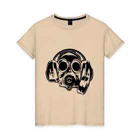 Женская футболка хлопок с принтом Toxic DJ в Екатеринбурге, 100% хлопок | прямой крой, круглый вырез горловины, длина до линии бедер, слегка спущенное плечо | deejay | dj | toxic | диджей | противогаз | токсик