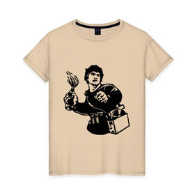 Женская футболка хлопок с принтом Повстанец в Екатеринбурге, 100% хлопок | прямой крой, круглый вырез горловины, длина до линии бедер, слегка спущенное плечо | анархия | бунт | восстание | граффити | коктейль молотова | повстанец