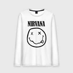 Мужской лонгслив хлопок с принтом Nirvana в Екатеринбурге, 100% хлопок |  | cobain | media | nirvana | rock | smells like teen spirit | toplanding | кобейн | нирвана | рок