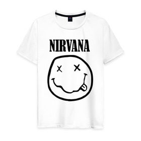 Мужская футболка хлопок с принтом Nirvana в Екатеринбурге, 100% хлопок | прямой крой, круглый вырез горловины, длина до линии бедер, слегка спущенное плечо. | Тематика изображения на принте: cobain | media | nirvana | rock | smells like teen spirit | toplanding | кобейн | нирвана | рок