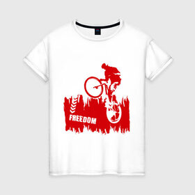 Женская футболка хлопок с принтом Велосипед в Екатеринбурге, 100% хлопок | прямой крой, круглый вырез горловины, длина до линии бедер, слегка спущенное плечо | streeet | xtream | велик | вело | велосипед | стрит | экстрим