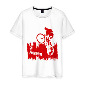 Мужская футболка хлопок с принтом Велосипед в Екатеринбурге, 100% хлопок | прямой крой, круглый вырез горловины, длина до линии бедер, слегка спущенное плечо. | Тематика изображения на принте: streeet | xtream | велик | вело | велосипед | стрит | экстрим