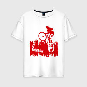 Женская футболка хлопок Oversize с принтом Велосипед в Екатеринбурге, 100% хлопок | свободный крой, круглый ворот, спущенный рукав, длина до линии бедер
 | streeet | xtream | велик | вело | велосипед | стрит | экстрим