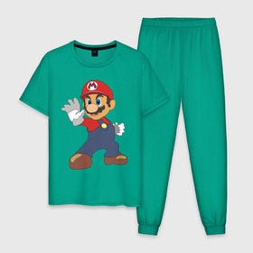 Мужская пижама хлопок с принтом Super Mario (1) в Екатеринбурге, 100% хлопок | брюки и футболка прямого кроя, без карманов, на брюках мягкая резинка на поясе и по низу штанин
 | nintendo | марио | нинтендо