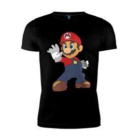Мужская футболка премиум с принтом Super Mario (1) в Екатеринбурге, 92% хлопок, 8% лайкра | приталенный силуэт, круглый вырез ворота, длина до линии бедра, короткий рукав | nintendo | марио | нинтендо