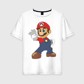 Женская футболка хлопок Oversize с принтом Super Mario (1) в Екатеринбурге, 100% хлопок | свободный крой, круглый ворот, спущенный рукав, длина до линии бедер
 | nintendo | марио | нинтендо