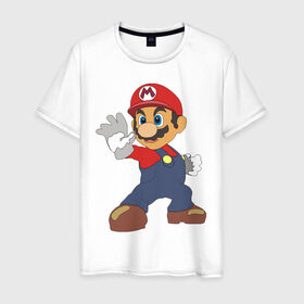 Мужская футболка хлопок с принтом Super Mario (1) в Екатеринбурге, 100% хлопок | прямой крой, круглый вырез горловины, длина до линии бедер, слегка спущенное плечо. | nintendo | марио | нинтендо