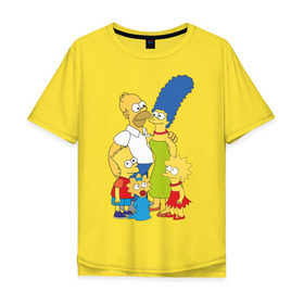 Мужская футболка хлопок Oversize с принтом The Simpsons (2) в Екатеринбурге, 100% хлопок | свободный крой, круглый ворот, “спинка” длиннее передней части | гомер