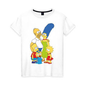 Женская футболка хлопок с принтом The Simpsons (2) в Екатеринбурге, 100% хлопок | прямой крой, круглый вырез горловины, длина до линии бедер, слегка спущенное плечо | гомер