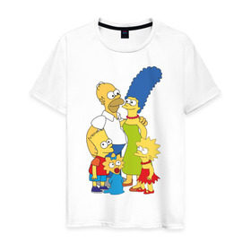 Мужская футболка хлопок с принтом The Simpsons (2) в Екатеринбурге, 100% хлопок | прямой крой, круглый вырез горловины, длина до линии бедер, слегка спущенное плечо. | гомер