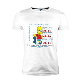 Мужская футболка премиум с принтом Бард Симпсон Скейт в Екатеринбурге, 92% хлопок, 8% лайкра | приталенный силуэт, круглый вырез ворота, длина до линии бедра, короткий рукав | simpsons | барт | барт симпсон | симпсоны | симсоны