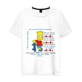 Мужская футболка хлопок с принтом Бард Симпсон Скейт в Екатеринбурге, 100% хлопок | прямой крой, круглый вырез горловины, длина до линии бедер, слегка спущенное плечо. | simpsons | барт | барт симпсон | симпсоны | симсоны