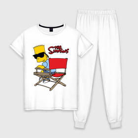 Женская пижама хлопок с принтом Bart в Екатеринбурге, 100% хлопок | брюки и футболка прямого кроя, без карманов, на брюках мягкая резинка на поясе и по низу штанин | simpsons | барт | барт симпсон | симпсоны | симсоны