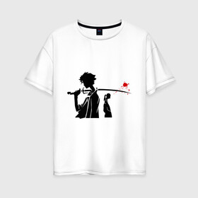 Женская футболка хлопок Oversize с принтом Samurai Champloo в Екатеринбурге, 100% хлопок | свободный крой, круглый ворот, спущенный рукав, длина до линии бедер
 | anime | champloo | samurai | аниме | манга