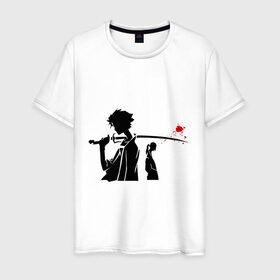 Мужская футболка хлопок с принтом Samurai Champloo в Екатеринбурге, 100% хлопок | прямой крой, круглый вырез горловины, длина до линии бедер, слегка спущенное плечо. | anime | champloo | samurai | аниме | манга
