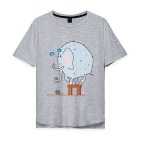 Мужская футболка хлопок Oversize с принтом Слон и мыши в Екатеринбурге, 100% хлопок | свободный крой, круглый ворот, “спинка” длиннее передней части | животные | испуганный