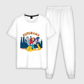 Мужская пижама хлопок с принтом Futurama(1) в Екатеринбурге, 100% хлопок | брюки и футболка прямого кроя, без карманов, на брюках мягкая резинка на поясе и по низу штанин
 | 