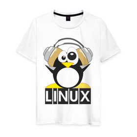 Мужская футболка хлопок с принтом Linux (6) в Екатеринбурге, 100% хлопок | прямой крой, круглый вырез горловины, длина до линии бедер, слегка спущенное плечо. | пингвин