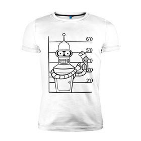 Мужская футболка премиум с принтом Bender (3) в Екатеринбурге, 92% хлопок, 8% лайкра | приталенный силуэт, круглый вырез ворота, длина до линии бедра, короткий рукав | bender | futurama | бендер | футурама