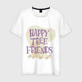 Мужская футболка хлопок с принтом Happy tree friend в Екатеринбурге, 100% хлопок | прямой крой, круглый вырез горловины, длина до линии бедер, слегка спущенное плечо. | happy tree friends