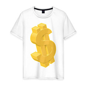 Мужская футболка хлопок с принтом Доллар в Екатеринбурге, 100% хлопок | прямой крой, круглый вырез горловины, длина до линии бедер, слегка спущенное плечо. | бабло | бакс | баксы | валюта | деньги | доллар | знак доллара