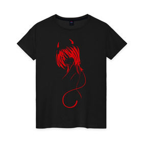 Женская футболка хлопок с принтом Devil Girl в Екатеринбурге, 100% хлопок | прямой крой, круглый вырез горловины, длина до линии бедер, слегка спущенное плечо | devil girl | бесенок | девушка | для девушек | дьявольская девушка | рога | рожки | чертенок