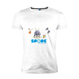 Мужская футболка премиум с принтом Spore (3) в Екатеринбурге, 92% хлопок, 8% лайкра | приталенный силуэт, круглый вырез ворота, длина до линии бедра, короткий рукав | игры | лаборатория существ | спор