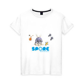 Женская футболка хлопок с принтом Spore (3) в Екатеринбурге, 100% хлопок | прямой крой, круглый вырез горловины, длина до линии бедер, слегка спущенное плечо | игры | лаборатория существ | спор