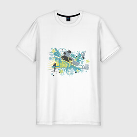 Мужская футболка премиум с принтом Snowboard (1) в Екатеринбурге, 92% хлопок, 8% лайкра | приталенный силуэт, круглый вырез ворота, длина до линии бедра, короткий рукав | 